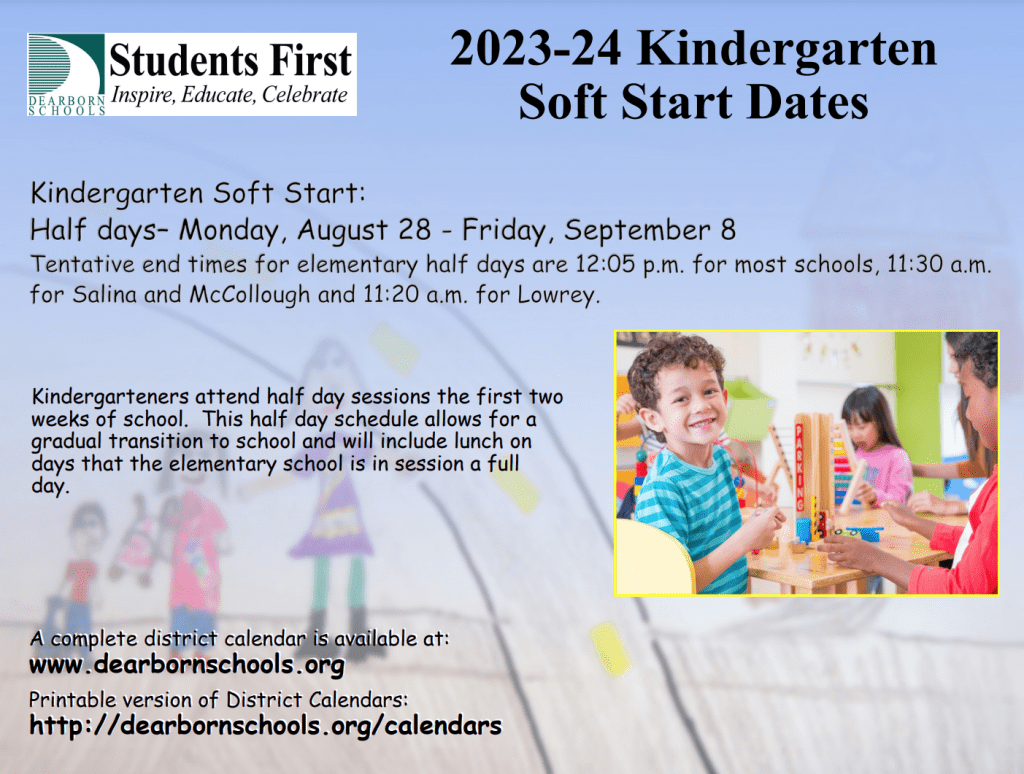 Kindergarten Soft Start Dates 20232024 Cotter Early Childhood Center
