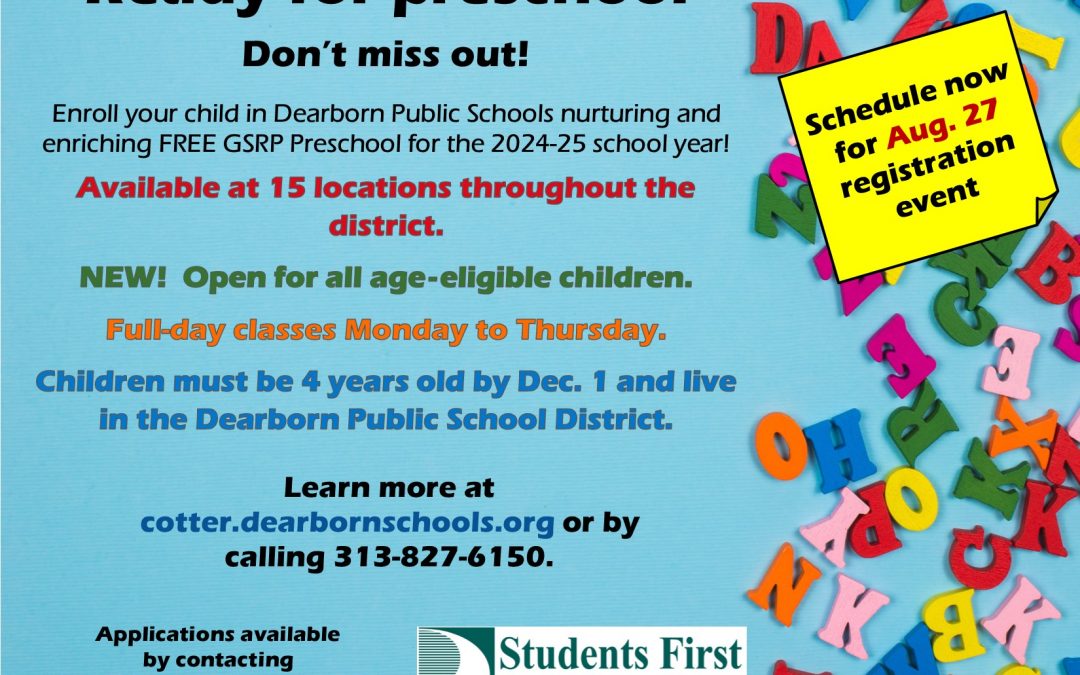 Spots still available for free preschool at Cotter, enrollment event Aug. 27